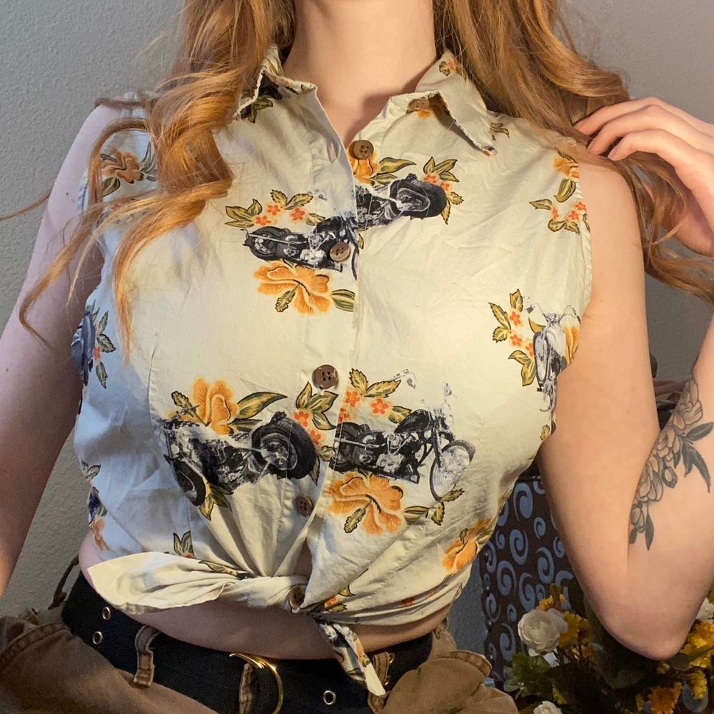 Rare Vintage, Easy Riders motorcycle button down!
